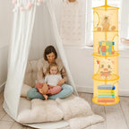 2Pcs Hanging Stuffed Animal Storage Hammock 4 Tiers, Yellow - Image 4