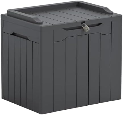 Greesum Outdoor Storage Box 31 Gallon Storage Box with Lid for Patio Furniture, Garden Tools, Pool Supplies, Waterproof and UV Resistant, Lockable, Dark Grey by BuynowfromGreesum