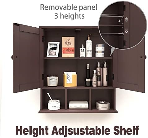 TaoHFE Brown Medicine Cabinets,Bathroom Wall Cabinet with 2 Door - Image 6