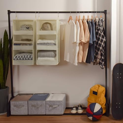 GRANNY SAYS 3-Shelf Hanging Closet Organizer, Foldable Storage, Beige | 33 lb Capacity, No-Sag Support, Keeps Clothes Neat, Folds Flat, Fits RV, Dorm & Small Closets, 2 Pack - Image 5