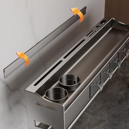 Multifunctional Kitchen Spice Rack Organizer Wall Mounted with Knife Holder Hooks and Pole Hanging Seasoning Organizer Shelf (3 Boxed and 1 Spoon Barrel) - Image 5