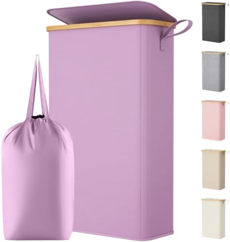 Lifewit 75L Slim Laundry Hamper with Lid and Removable Bag, Purple by Lifewit