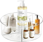 360° Rotating Makeup Organizer 11.5" Clear Turntable Lazy Susan Organizer for Vanity, Bathroom Counter, Pantry, Cabinet, Spinning Cosmetic Storage Holder with 5 Dividers for Skincare, Makeup Brushes by Dezzer