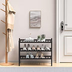 ROMGUAR CRAFT 3 Tier (Thick) Bamboo Shoe Rack for Entryway, Small Wood Shoe Shelf Storage Organizer for Closet, Shoe Stand for Hallway, Stackable and Sturdy 27"x12"x21" Black - Image 2
