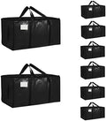 8 Pack-Extra Large Heavy Duty Moving Bags - Waterproof Storage Totes with Handles & Zippers, Foldable for College Dorm, Storage (Black) by Unknown