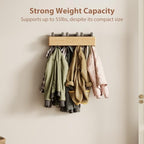 CycleCrew Solid Wood Wall Mounted Coat Rack with Shelf Hooks - Modern Floating Shelves with 5 Hidden Hooks, Heavy Duty Entryway Coat Key Holder Hanger for Hallway Bathroom Bedroom Home Decor - Image 4