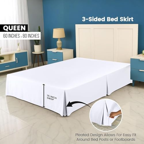 Utopia Bedding Queen Bed Skirt - 20 Pack - Soft Quadruple Pleated Ruffle - Easy Fit with 16 Inch Tailored Drop - Hotel & B&B Quality, Shrinkage and Fade Resistant (Queen, White) - Image 2