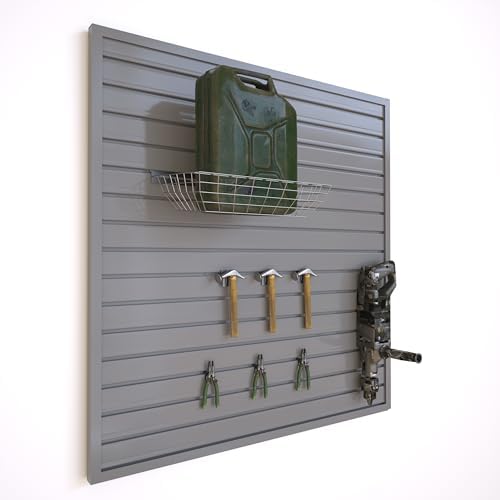 NeatiEase Slatwall Panel Wall Storage Systems, 4 x 4ft Slat Wall Paneling Garage Wall Organizer, Heavy Duty Wall Mounted PVC Wall Rack (Gray) - Image 2
