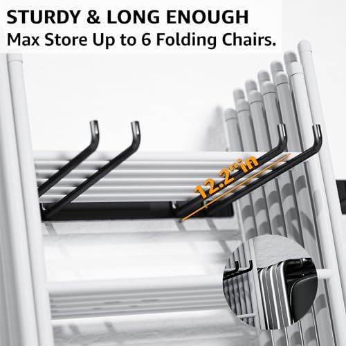 YYR Folding Chair Storage Rack, Garden Tool & Foldable Chairs Organizer Hangers for Garage Organization, Lawn, Beach, Camping, Yard Chairs Hooks Wall Mount, Soild Metal Max Load 240 LBS - 2 Pack - Image 4