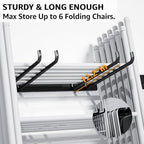 YYR Folding Chair Storage Rack, Garden Tool & Foldable Chairs Organizer Hangers for Garage Organization, Lawn, Beach, Camping, Yard Chairs Hooks Wall Mount, Soild Metal Max Load 240 LBS - 2 Pack - Image 4