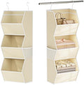 Hanging Closet Organizers and Storage for Kids Room Organization, 3 Tiers | Hanging Closet Shelves for Underwear Swimsuit Storage, Hanging RV Closet Organizers and Storage Camper Closet Organizer Beige by Wawocs