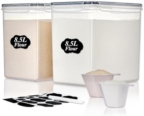 Vtopmart 8.5L Extra Large Flour Sugar Storage Containers, 2 PCS, Black by Vtopmart