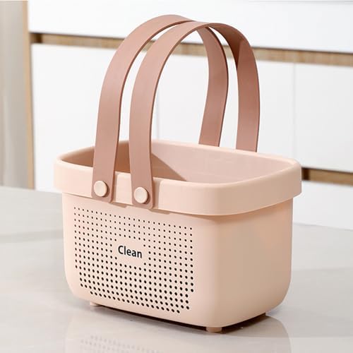 Portable Shower Caddy Basket with Handles Plastic Storage Basket Small Pink - Image 5