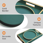 SANZIE Leather Tray Desktop Storage Organizer, Decorative Tray Set, Green - Image 3