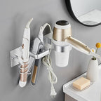 Hair Dryer Holder Wall Mounted,Blow Dryer, Curling Iron, Straightener Holder 3 in 1 Bathroom Metal Hair Tool Organizer Rack-Silver-1 - Image 3