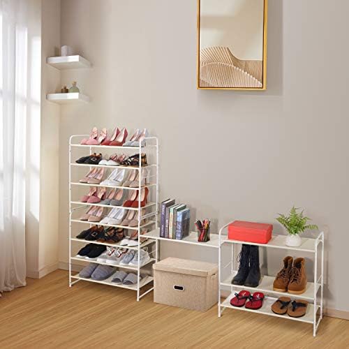 Simple Trending 4-Tier Shoe Rack, Expandable Shoe Shelf, White - Image 7