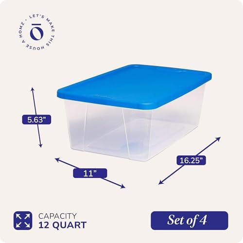 HOMZ Snaplock, Small Clear Plastic Storage Organizer Bins w/Lids, 4 Pack | Stackable Container Set for Home, Office Shelves, Kitchen, Garage, and Bathroom Organization - Image 4