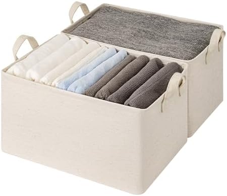 StorageWorks Linen Closet Storage Bins, 45L Storage Baskets, Beige, 2-Pack - Image 4