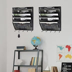 EASEPRES 5 Pocket Mesh Hanging File Organizer with Key Holder Hooks & Nametag Label, Wall Mounted Mail Paper Document Folder Storage Organization Magazine Rack for Office Cubicle, 5 Tier Black - Image 3