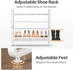 Expandable Metal Shoe Rack for Closet, Entryway & Garage, 4-Tier, White | Adjustable Height for Boots, Stackable Design, Dense Mesh Shelves for Heels, Fits Small Spaces, Apartments and Rentals - Image 7