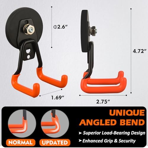 MUTUACTOR Updated Strong Magnetic Hooks,4PCS Scratch-Resistant Heavy Duty Garage Magnet Hook,20lbs Powerful Storage Tool Hooks for Organizing Cordless Impact Drivers,Garden Shovel Tool Box - Image 2