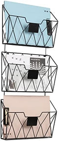 YBING Wall File Organizer, Hanging File Holder & Basket Set of 3, Black by YBING