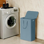 efluky Slim Laundry Basket with Lid, Narrow Laundry Hamper with Handles, Collapsible Dirty Clothes Hamper, Tall Laundry Bin for Laundry Room, Dorm and Bedroom, 55L Denim Blue - Image 7