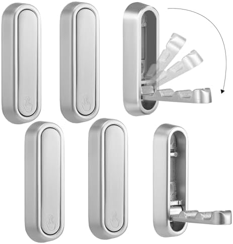 Folding Wall Hooks, 6 Pack, Silver, Zinc Alloy, Heavy Duty Coat Hooks by Dntorx