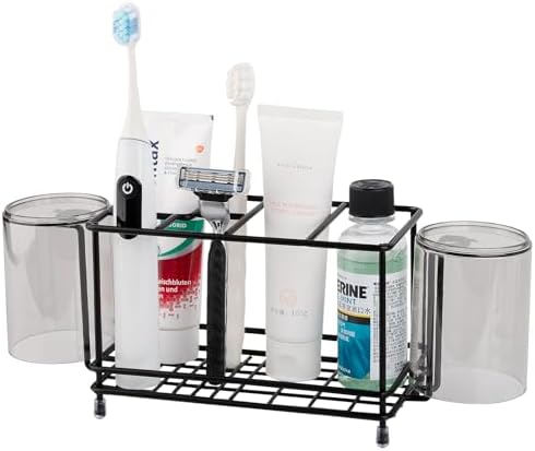 Toothbrush Holders Toothpaste Organizer Bathroom Accessories with Hooks - Image 2