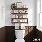 QEEIG Bathroom Shelves Over Toilet - Floating Shelf for Wall Toilet Paper Storage Farmhouse 24 inch Long Set of 3, Rustic Brown (029-60BN3) - Image 6