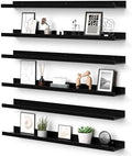 upsimples Floating Shelves for Wall Decor and Storage, Black, 6Pcs 35.5'' by upsimples