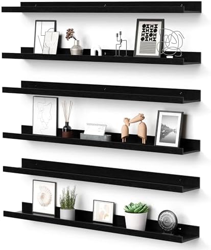 upsimples Floating Shelves for Wall Decor and Storage, Black, 6Pcs 35.5'' by upsimples
