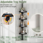 shuang qing 360° Rotating Corner Shower Caddy Tension Pole Organizer, Black - Image 4