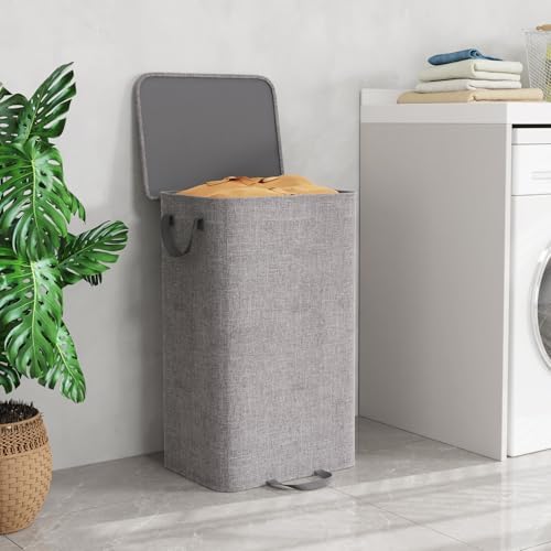 Lifewit Single Laundry Hamper with Lid, Removable Laundry Bags, Gray - Image 2