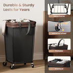 160L Laundry Basket with Wheels, 2-section Rolling Laundry Basket, Large Laundry Hamper with Wheels, Rolling Laundry Hamper Clothes Hamper for Home, Bathrooms and Dorm(Black) - Image 6