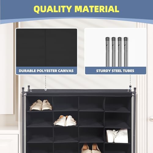 STORAGE MANIAC Stackable Shoe Cubby Organizer, Free Standing Shoe Cube Rack for Entryway, Bedroom, Apartment, Closet, 20-Cube Black - Image 6
