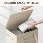 Goodpick 100L Large Rolling Laundry Basket with Wheels and Lid, White - Image 4