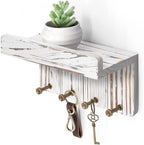 Rebee Vision Key Holder Wall Mount with 4 Hooks for Room Decor, Whitewash by REBEEVISION