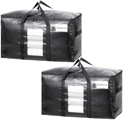 TAILI 2 Pack Black Extra Large Moving Bags,Storage Bag with Visible Window by TAILI