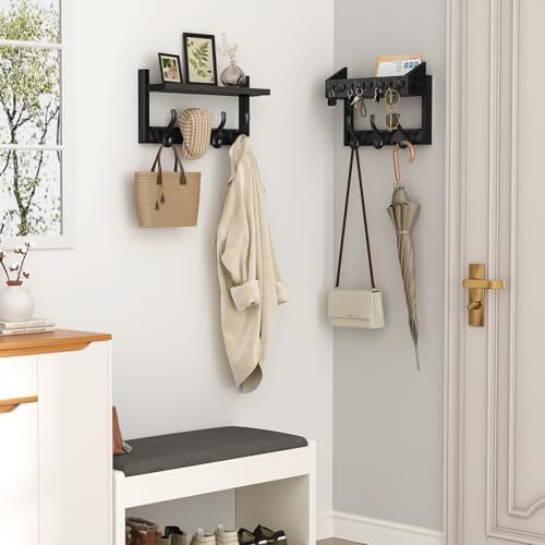 Evermagin 29" Coat Rack Wall Mount with Shelf for Entryway, Black - Image 2