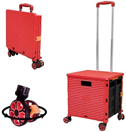FELICON SELORSS Foldable Utility Cart Folding Portable Rolling Crate-Red by FELICON