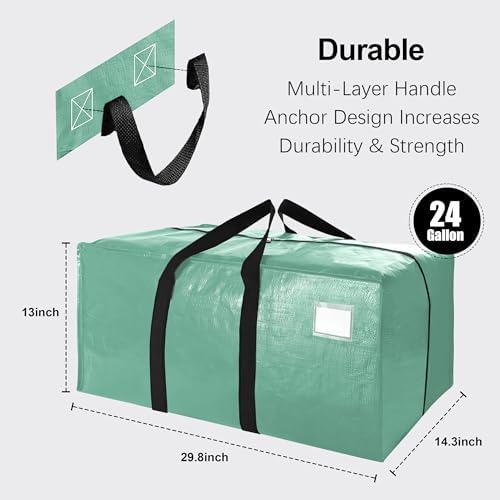 VELVETSURE 6 Pack Heavy Duty Large Moving Bags W/Backpack Straps - Strong Handles & Zippers, Storage Totes For Space Saving, Fold Flat, Alternative to Moving Box and Storage Bin, Teal - Image 2
