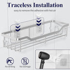 Kitsure Shower Caddy, Adhesive Shower Organizer, Large, Silver - Image 4