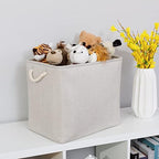 Bidtakay Fabric Beige Baskets Extra Large Organization Baskets for Clothes Set of 2 Collapsible Storage Bins for Shelves Cabinet 17x12x15 In Organizing Bins for Bedroom Blankets Pillow Towels Storage - Image 6