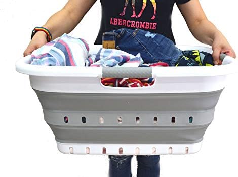 SAMMART Pack of 2 Collapsible Plastic Laundry Basket & Clothes Hamper, Comfort Non-Slip Handle, Foldable Storage Organizer with Space Saving Design, Portable Pop Up Container for Indoor and Outdoor - Image 6