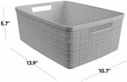 Curver Set of 6 Medium 12L Jute Decorative Plastic Organization and Storage Baskets - Perfect Bins for Home Office, Closet Shelves, Kitchen Pantry and All Bedroom Essentials, Grey - Image 2