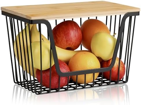 1 Pack Fruit Basket for Kitchen Counter, Stackable Pantry Organizers Storage, Large Wire Storage Basket Suitable for Storing Fruits, Onions, Potatoesand Vegetables by Snpwne
