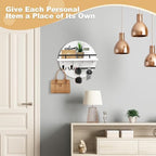 Key Holder for Wall, Key and Mail Holder Organizer with - Key Holder Wall Mount - Round Wooden Rustic Home Decor for Entryway, Mudroom, Hallway, Kitchen Office (White&Black) - Image 3