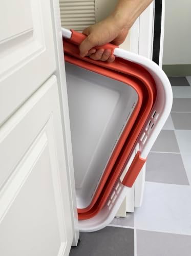 SAMMART 42L (11 Gallon) Collapsible Plastic Storage Basket - Foldable Pop Up Storage Container/Hamper - Portable Laundry Organizer - Space Saving (White/Blush Pink, 42L (Style A)) - Image 4