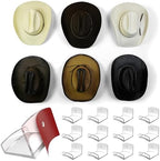 Modern JP Adhesive Hat Hooks for Wall (12-Pack) - Cowboy Hat Rack, Wide Brim Hat Organizer, Strong Hold Hat Hangers for Wall - Clear by ModernJP